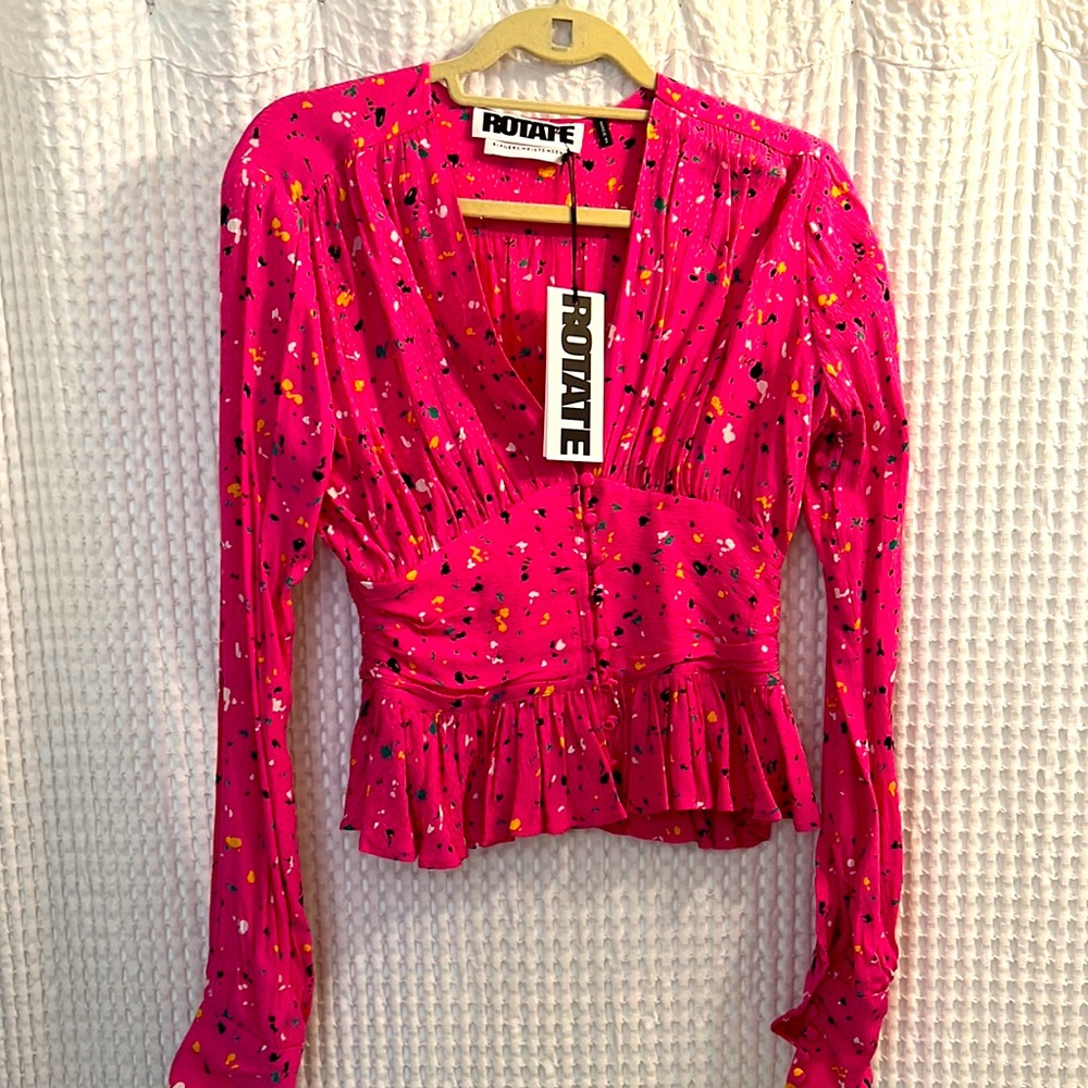 BRAND NEW // ROTATE pink marble blouse